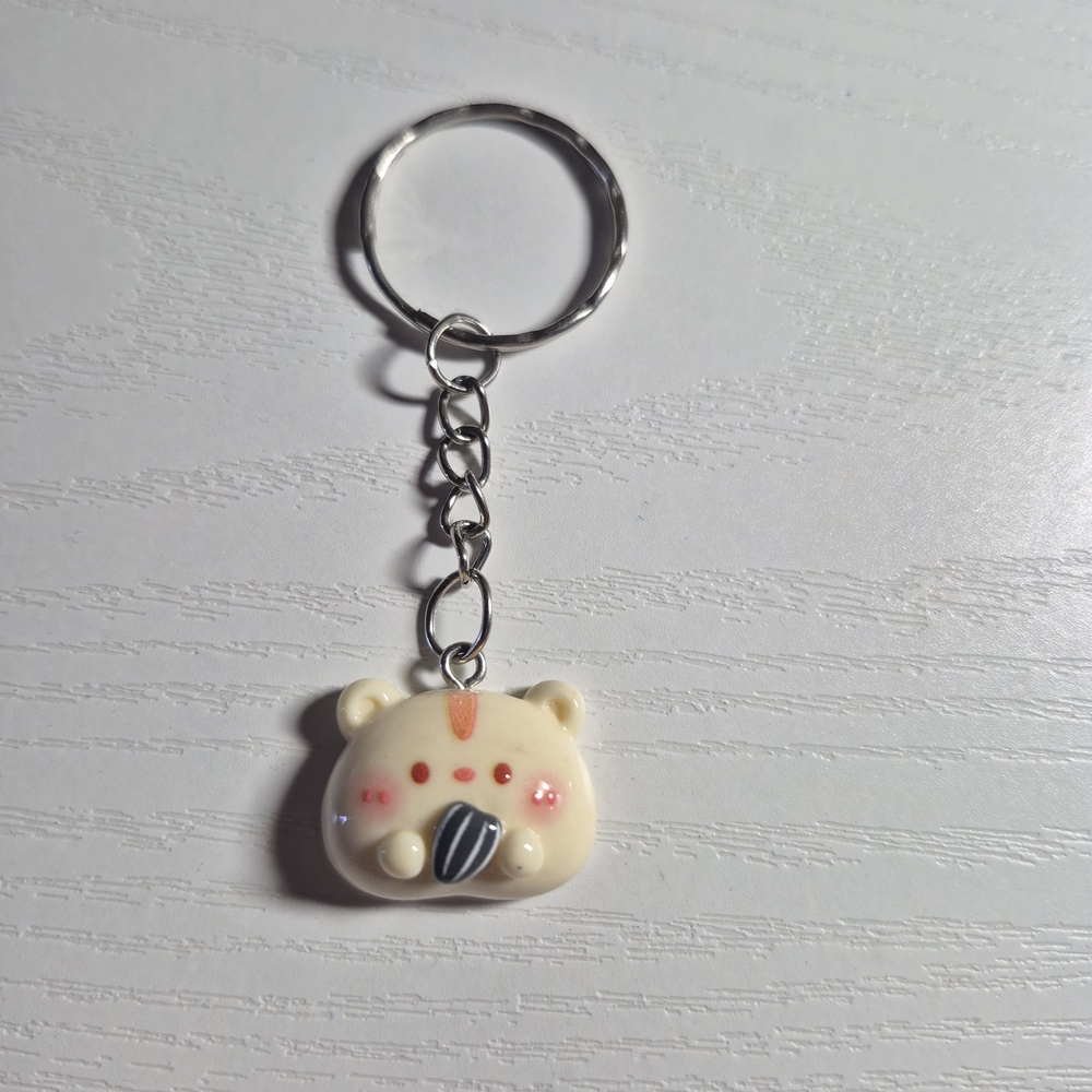 Cream Cute Bear Keychain Card Holder Accessory